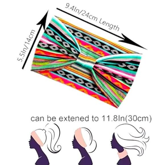 Bohemian Headband - Wide Print Headband – Fashionable Knot Tie Style - Picture 3 of 4